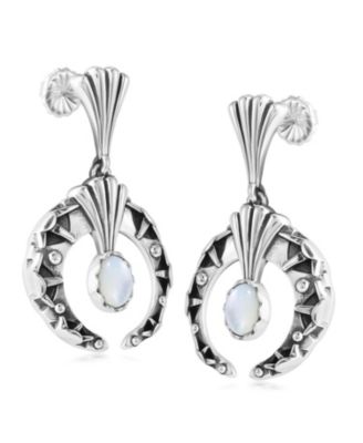 Sterling Silver Mother of Pearl Fritz Casuse Oval Gemstone Naja Earrings