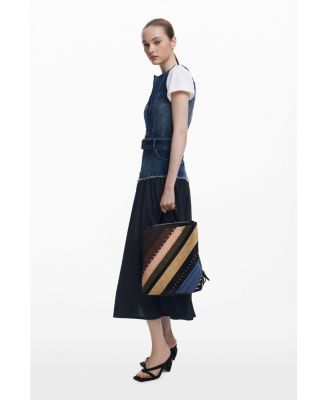 Women's Medium faux leather effect backpack with stitching