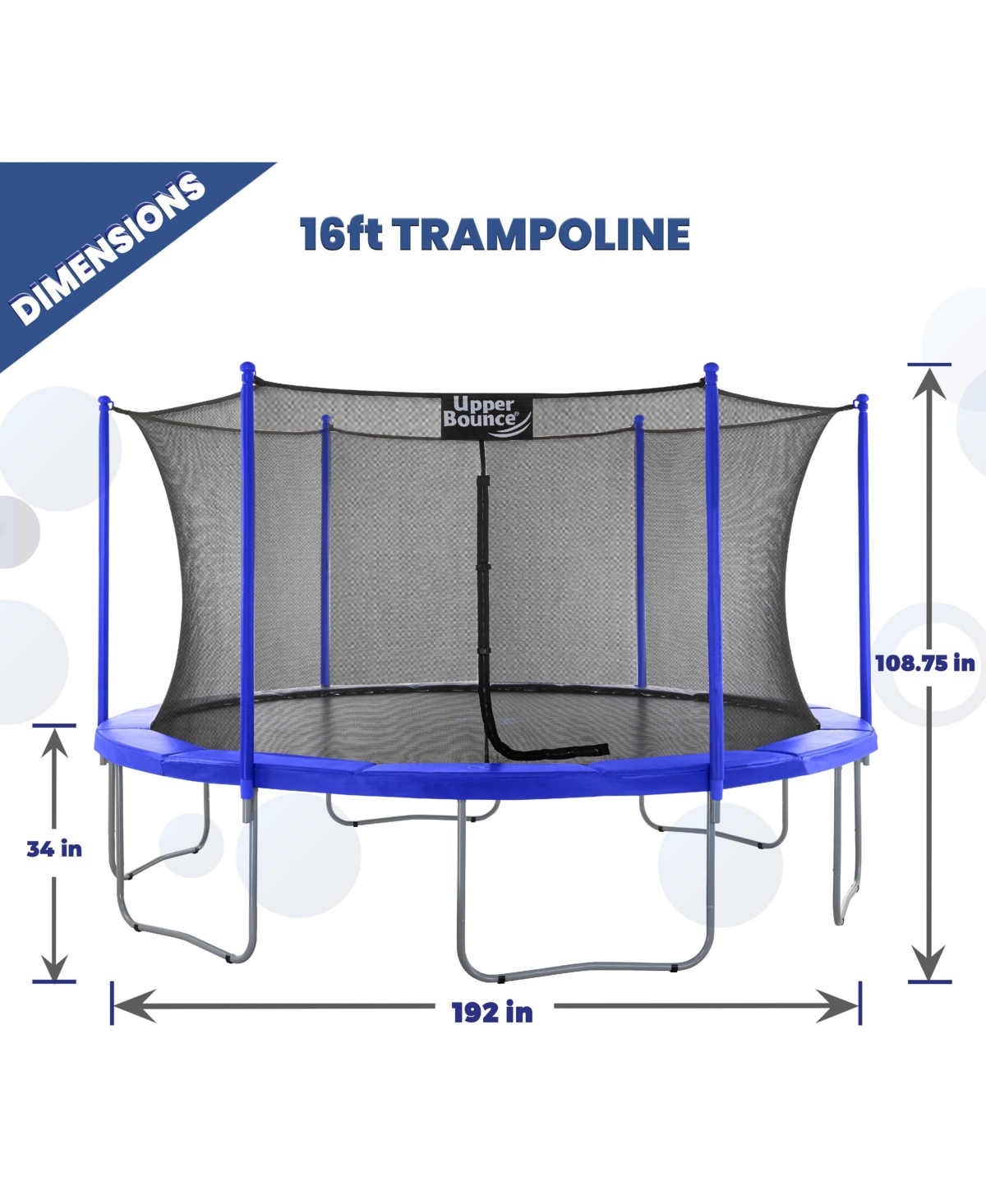 Plexalife Ft Round Trampoline Set with Safety Enclosure System - Backyard Trampoline - Outdoor Trampoline for Kids