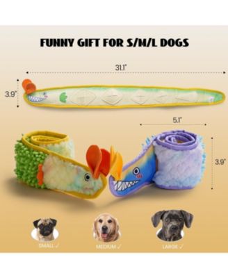 No Stuffing EEL Crinkle Dog Squeaky Toys - Durable Dog Toys, Small Puppy Toys | Tough Dog Toys for Small Medium Large Dogs Yellow）