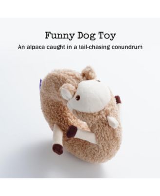 Alpaca Squeaky Plush Circle Dog Toy, Ultra-soft Fur with Built-in Ring Squeaker, Interactive Pet Toy for All Breeds Sizes.