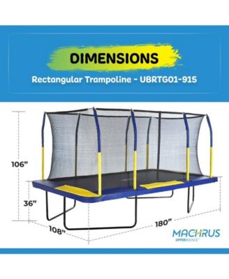 9' X 15' Gymnastics Style, Rectangular Trampoline Set with Premium Top-Ring Enclosure System - Blue/Yellow