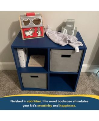 George 4-Cube Children's Bookcase, Kids Toy Storage Shelf Organizer for Playroom, Bedroom, Nursery School