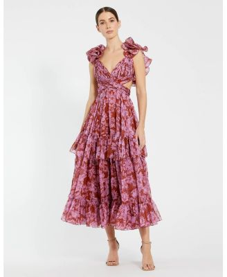 Women's Ruffle Tiered Cut-Out Chiffon Dress