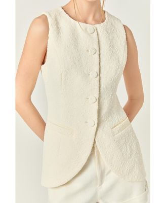 Women's Textured fabric round-hem vest
