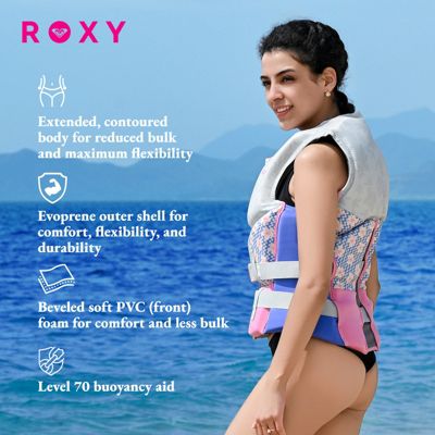 Roxy Women's Life Vest, USCG Approved Life Jacket, Evoprene PFD for water sports