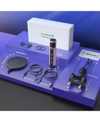 USB & 3.5mm Microphone with Type-C Adapter, Echo Volume, Tripod Stand, Pop Filter for ASMR, Video Recording, Streaming, Discord