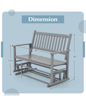 Patio Glider Loveseat Chair Swing Rocking Bench w/ Curved Backrest & Slatted Seat