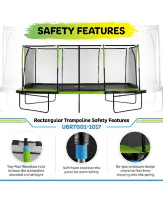 - Mega 10' X 17' Gymnastics Style, Rectangular Trampoline Set with Premium Top-Ring Enclosure System - Green/Black