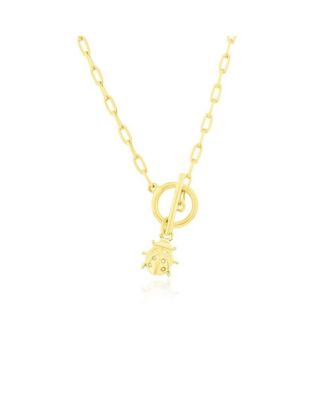 Sterling Ladybug Charm Paperclip Toggle Necklace