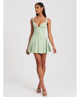 Women's Tala Pistachio Green Sleeveless Pleated Preppy Mini Dress