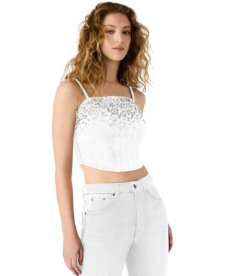 Women's Eras Embellished Cotton Denim Crop Top
