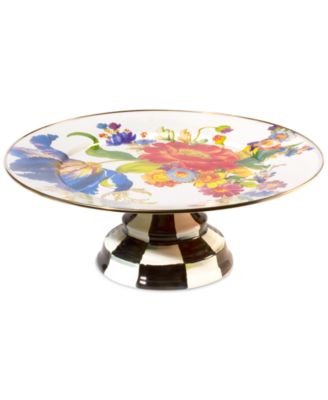 MacKenzie-Childs - White Flower Market Large Pedestal Platter