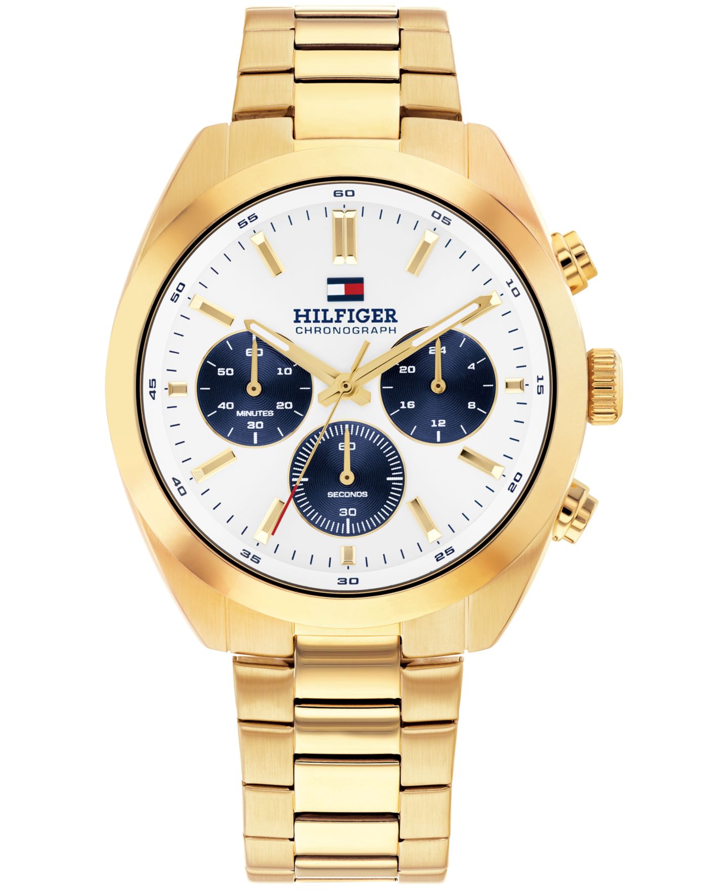 Мужские часы Tommy Hilfiger Chronograph Gold Tone Stainless Steel Bracelet Watch, 40mm — фото 1
