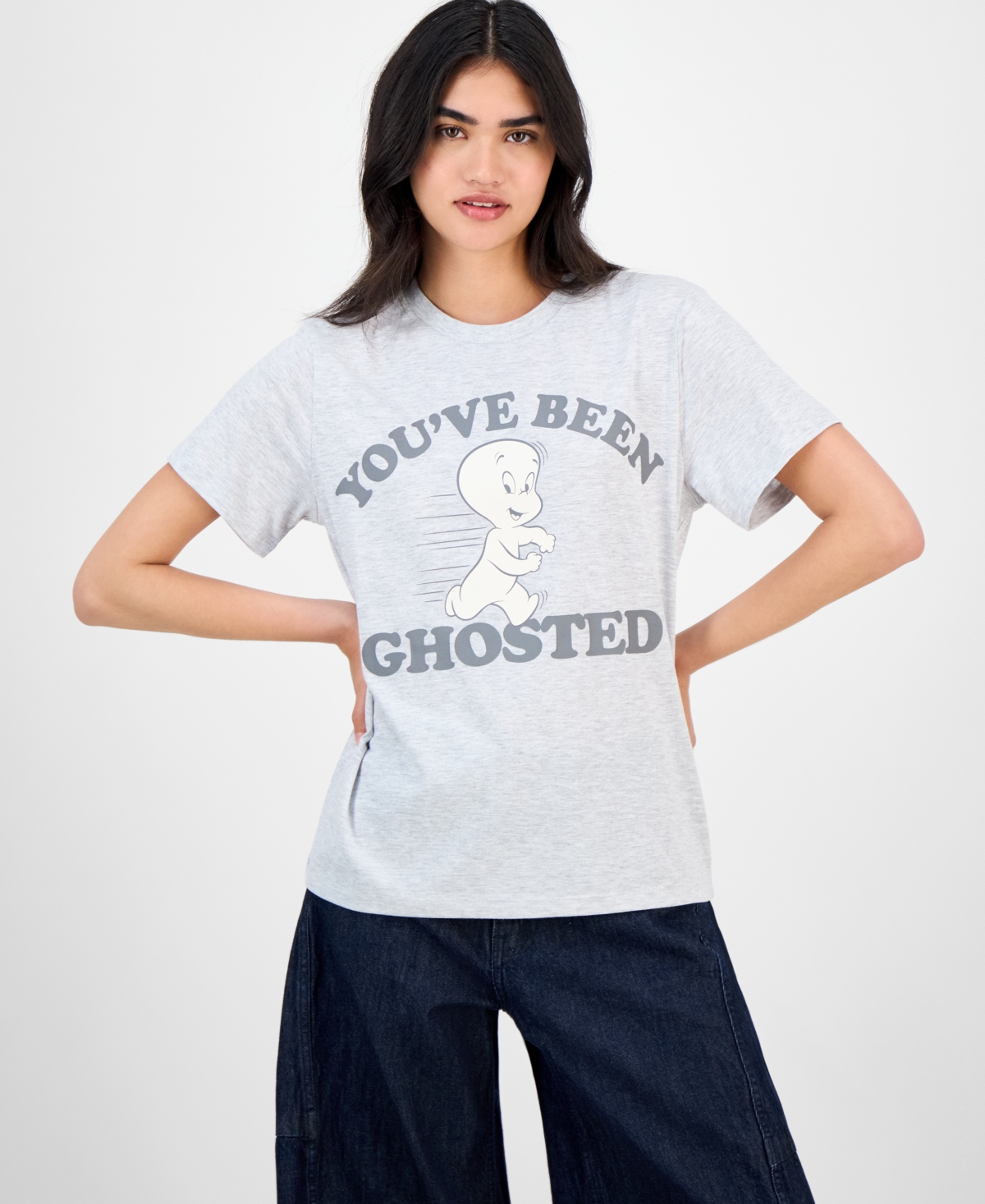 Grayson Threads, The Label Juniors' Ghosted Casper T-shirt In Gray