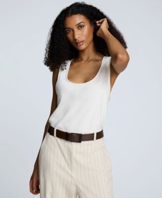 Women's Satin Scoop Neck Sleeveless Top