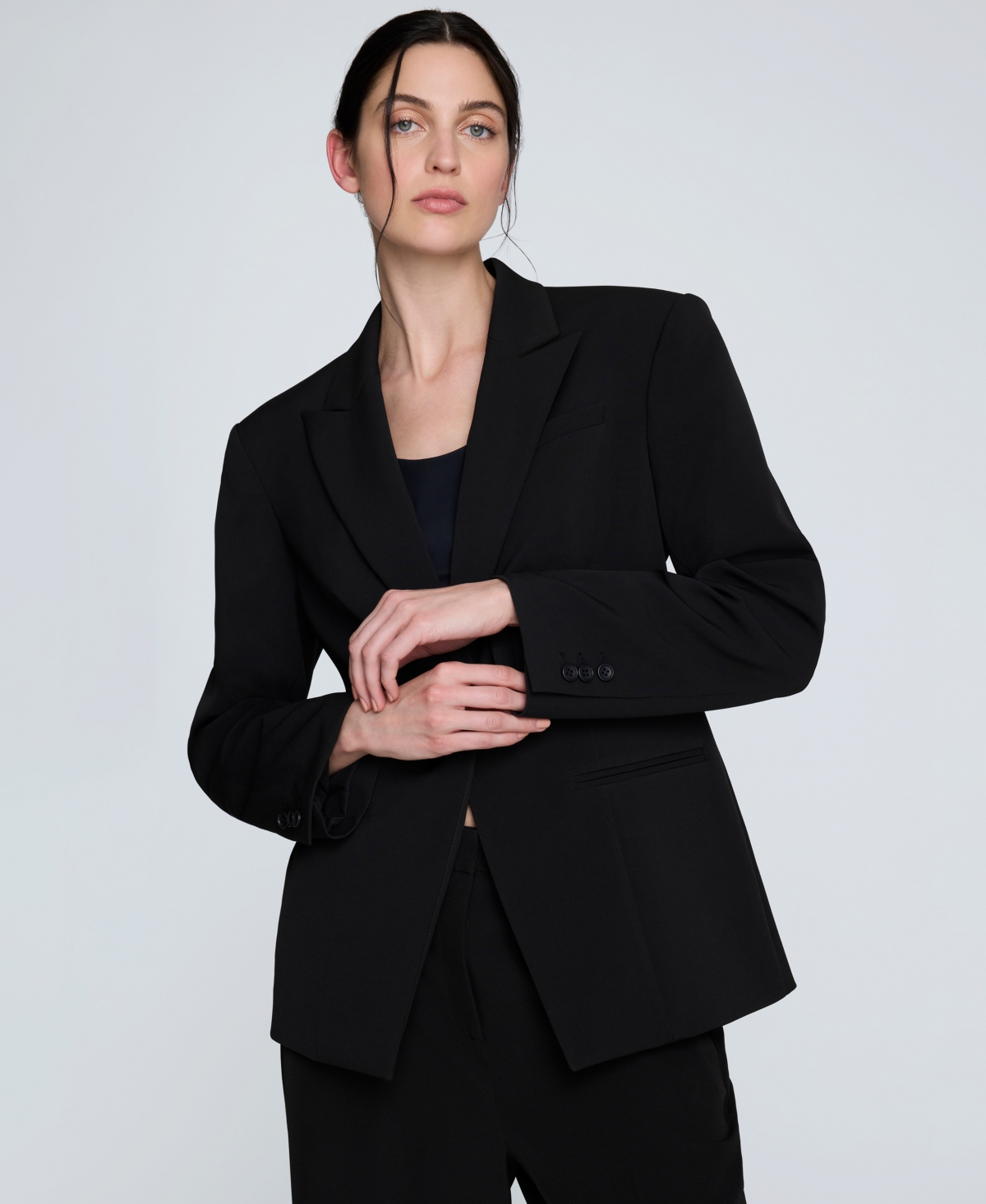 Kenneth Cole Women's Peak Lapel One-button Blazer In Black