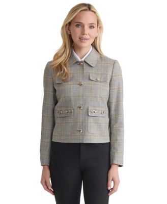 Jones New York - Women's Plaid Button-Down Moto Jacket