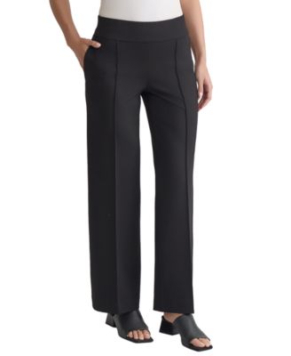 Women's Solid Pintuck Pull-On Wide-Leg Pants