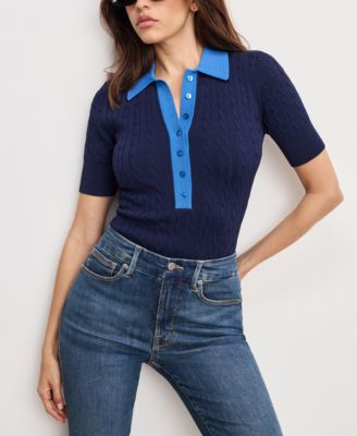 Good American - Women's Cable Knit Button Up Bodysuit