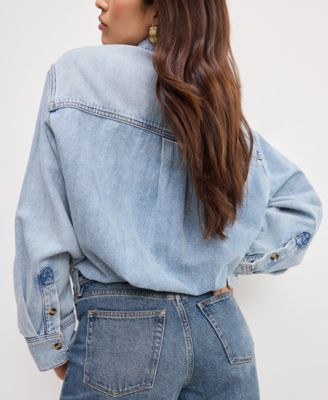 Women's Denim Shirt Jumpsuit, Regular & Plus Size