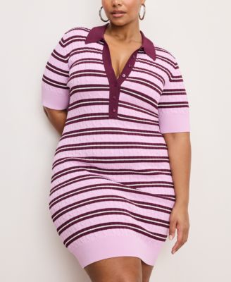 Women's Striped Cable Knit Sweater Dress, Regular & Plus Size