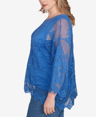 Plus Size Lined Medallion Crochet Top