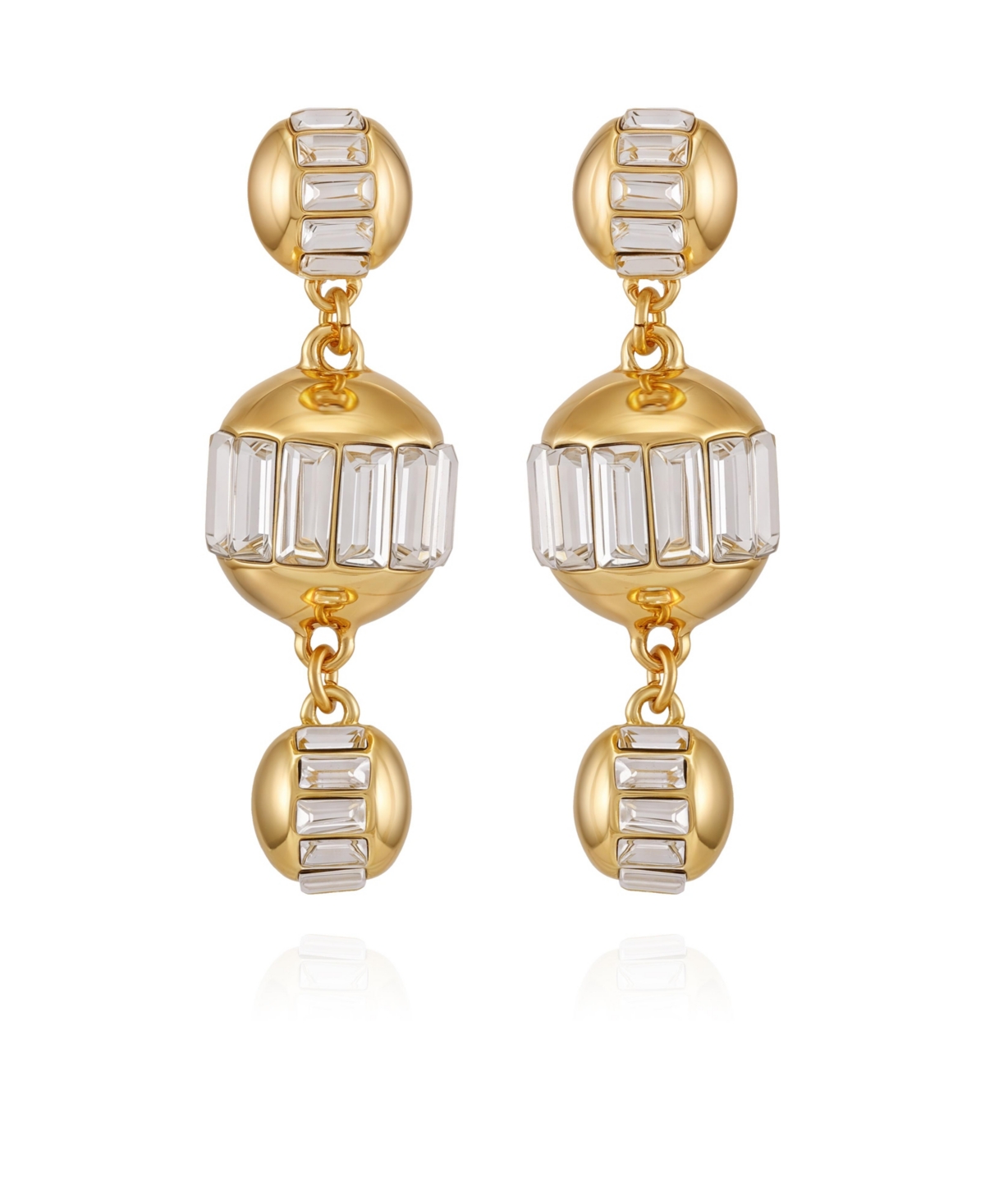 Gold-Tone Crystal Sphere Drop Earrings - Gold Tone Plated