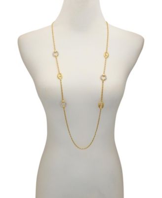 Signature Mixed Link Pav&eacute; Long Necklace