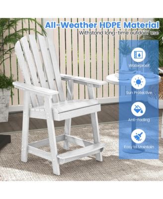 Tall Bar Stool HDPE Chair w/ Armrest Footrest Home Indoor Outdoor Patio