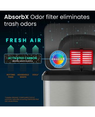 18 Gallon / 68 Liter AirStep Stainless Steel Kitchen Trash Can with Odor Filter