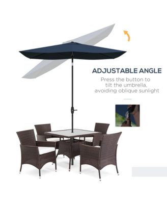 Outsunny 6.5' x 10' Rectangular Market Umbrella, Patio Outdoor Table Umbrella with Crank and Push Button Tilt