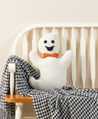 Halloween Hooked Ghost Shaped Decorative Pillow, 12" x 4"