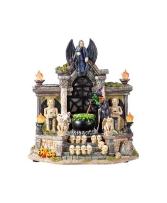 9.75" Lighted Resin Halloween Haunted House Village