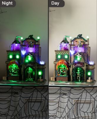 11" Lighted Resin Halloween Haunted House Village