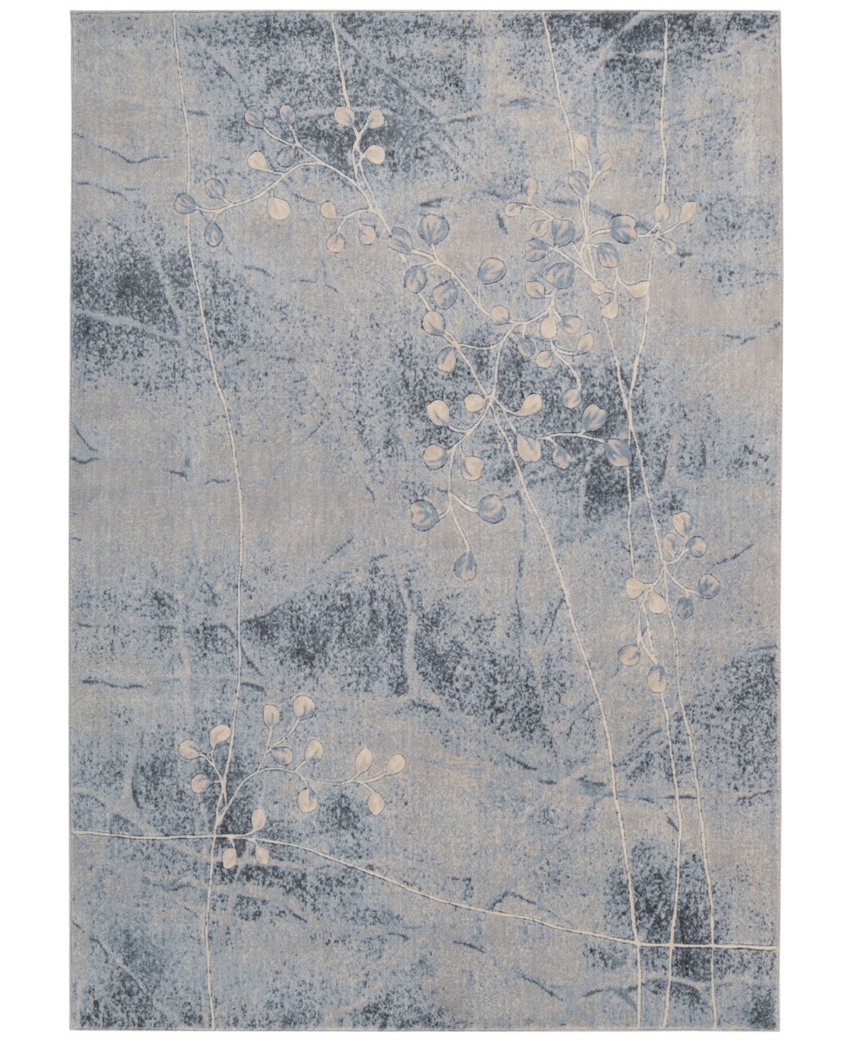Nourison Closeout!  Home Somerset Silver/blue Blossom 9'6" X 13' Area Rug