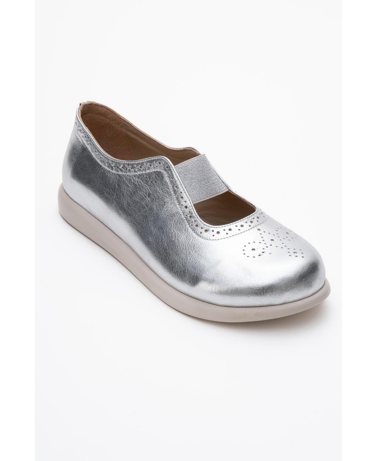 Chelle Elastic Leather Flat (Women) - White leather