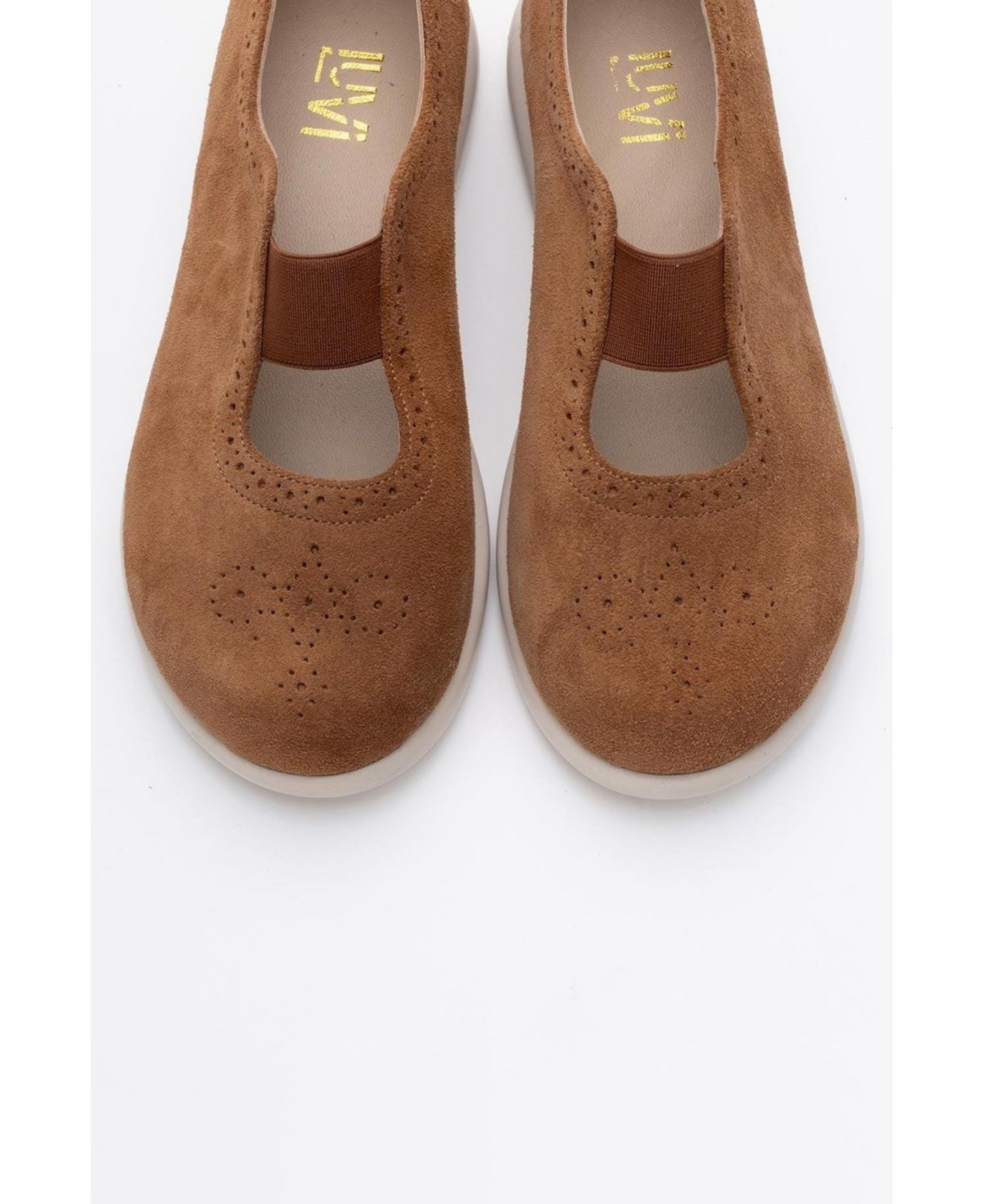 Женские балетки Forever & Always Shoes Chelle Elastic Leather Flat, цвет: Коньячный замшевый кожаный — фото 2