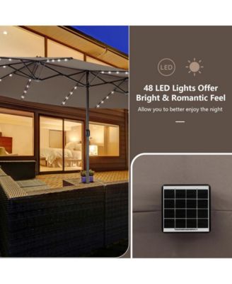 15 Feet Double-Sided Patio Umbrella with 48 LED Lights