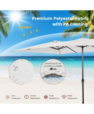 15 Feet Double-Sized Patio Umbrella with Crank Handle and Vented Tops