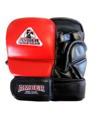 MMA Safety Training Gloves, Premium Leather, Shock Absorbing Foam,Adjustable Velcro Closure,Durable & Comfortable for Sparring,Red,Medium