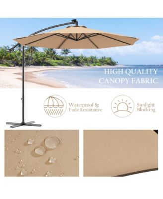 10 Feet Patio Umbrella with Crank and Solar LED Lights