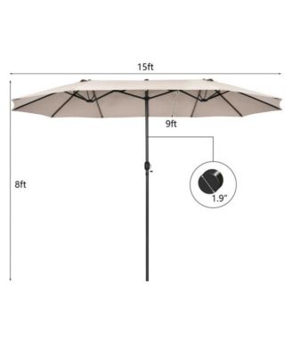 15 Feet Patio Double-Sided Umbrella with Hand-Crank System