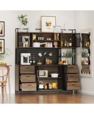 High quality wood color steel wood combination cabinets, storage cabinets, pantry