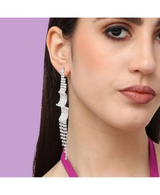 Women's Silver Bling Drop Earrings