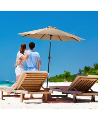 9FT Patio Umbrella Outdoor Table Umbrella with Push Button Tilt and Crank UV Protection Waterproof Gray