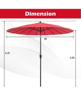 9 Feet Round Patio Umbrella with 18 Fiberglass Ribs
