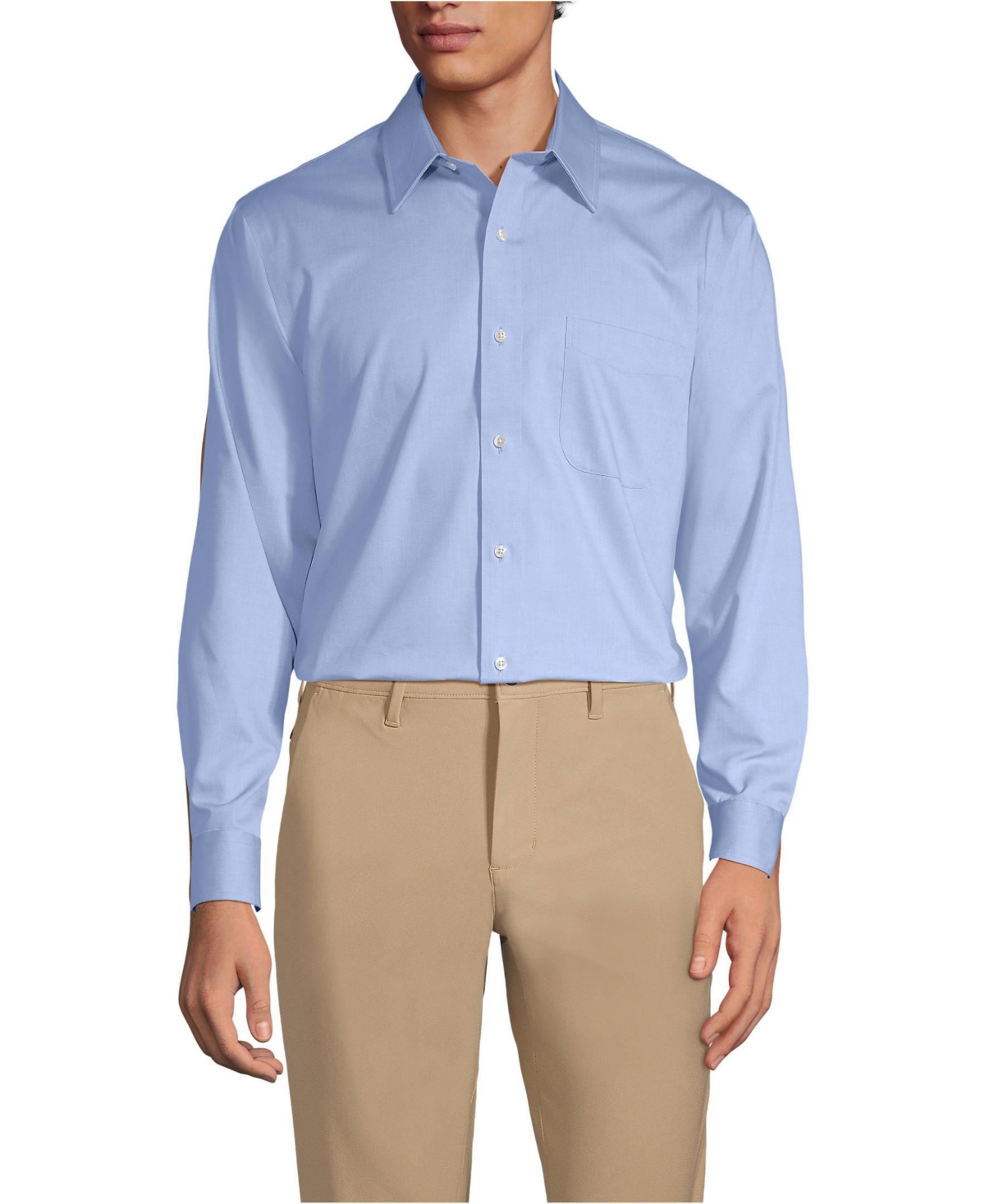 Big & Tall Solid No Iron Supima Pinpoint Straight Collar Dress Shirt - White