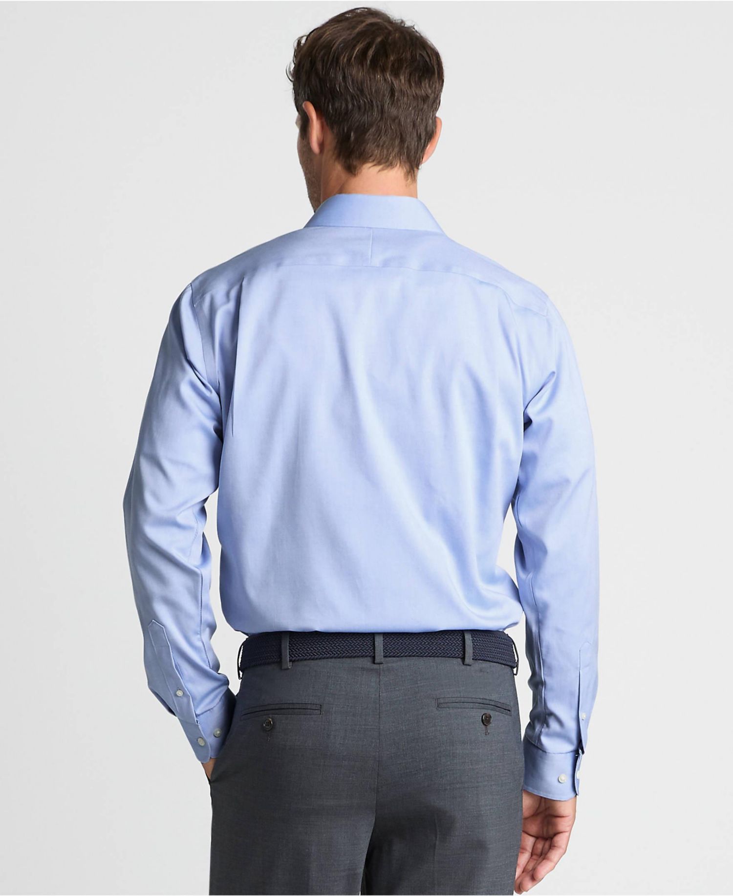 Men's No Iron Supima Cotton Pinpoint Straight Collar Dress Shirt
