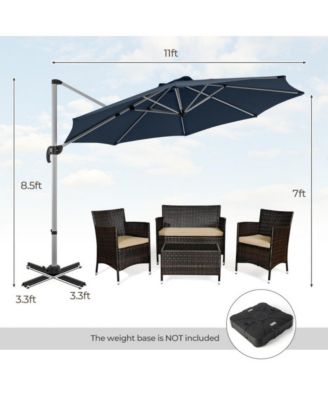 11 feet Outdoor Patio Umbrella with 360° Rotation and Adjustable Tilt